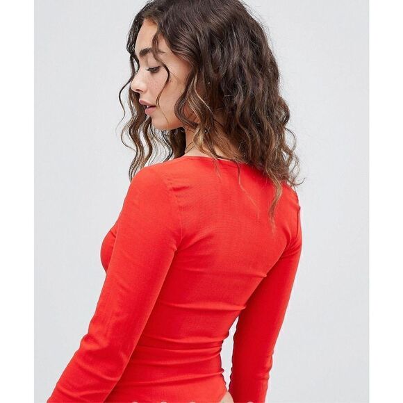 Free People Intimately Free Zoe V-Wire Bodysuit Red Small - Picture 2 of 12